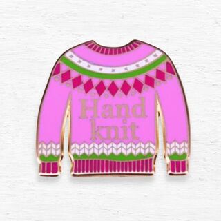 Hand Knit Enamel Pin