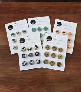 Ceramic Buttons - Set of Nine Round 1.5cm