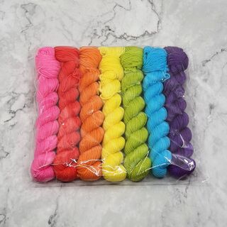 7x 20g Mini Skein Set - Technicolour Tantrum on 4ply Supernova