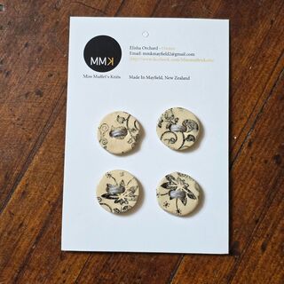 Ceramic Buttons - Set of 4 Round 2cm