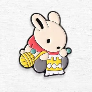 Rabbit Knitting Enamel Pin
